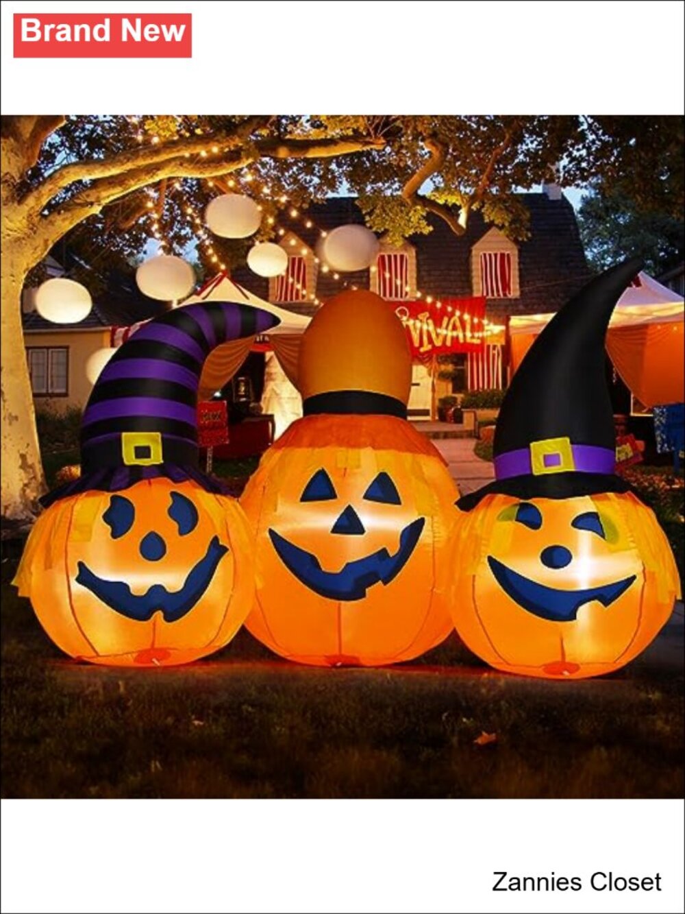 👻 GOOSH 6 FT Halloween Inflatable Pumpkin Combo Wizard Hat LED Blow Up Yard